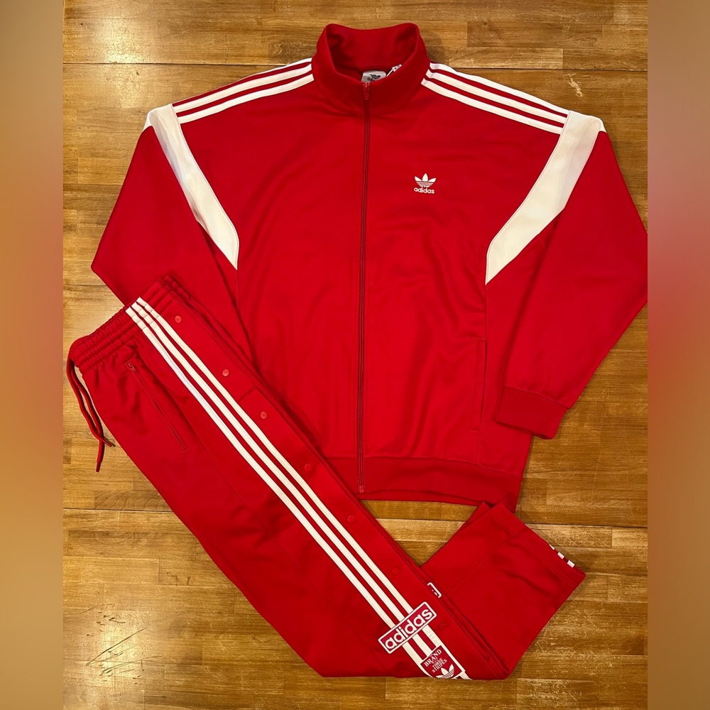 ADIDAS Scarlet Red Cut Line Jacket with Adibreak Pants